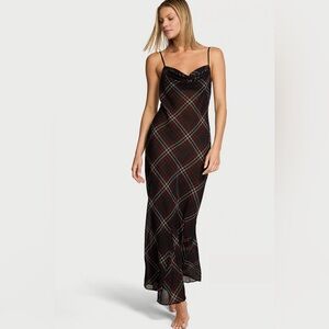 VERY SEXY
Chiffon Tartan Draped Maxi Slip Dress, Size M